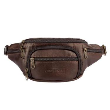 Imagem de Pochete de couro David café Masculino - Vira Vento, Café