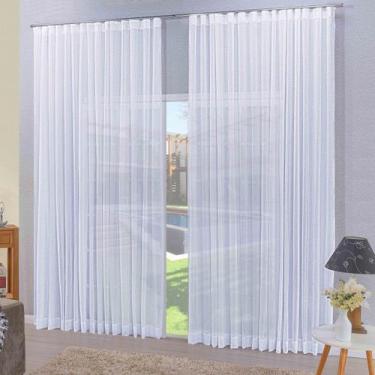 Imagem de Cortina Gaze de Linho p/ Sala Trilho Suíço 6,90 X 2,60 Decor - ENTROU 