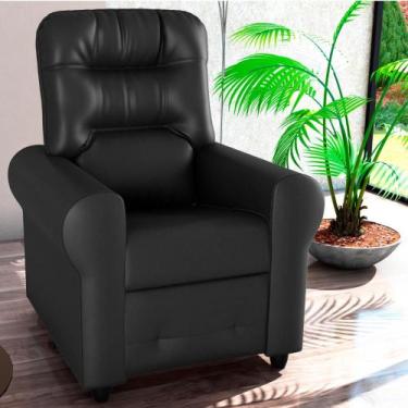 Imagem de Poltrona  Descanso Reclinável Andrea Sintetico Preto - Mais de Casa