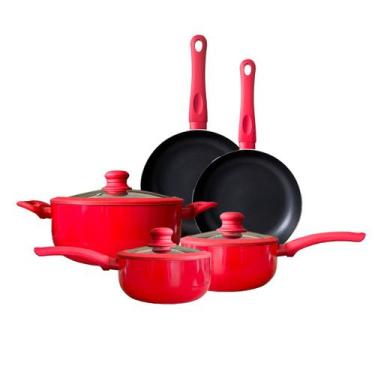 Imagem de Jogo De Panelas Antiaderente Tampas Silicone 5 Peças Indução Nanocerâm