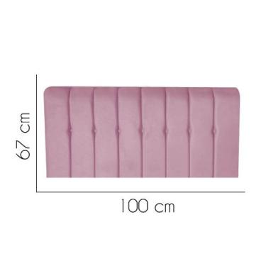 Imagem de Painel Estofada Kiara 100 cm Solteiro Quarto para Cama Box Suede Rosa 