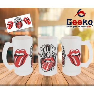 Imagem de Caneca de Chopp The Rolling Stones Rock Geeko, Jateada, 500ml