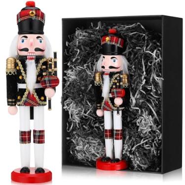 Imagem de Gejoy Quebra-nozes de Natal de 30,5 cm, decorações de soldado de gaita de fole de madeira, vermelho, preto, quebra-nozes, bonecos, presentes colecionáveis para decoração de mesa de árvore de Natal