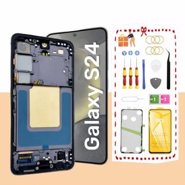 Imagem de Tela AMOLED Original para Samsung Galaxy S24 Tela LCD de substituição para Samsung Galaxy S24 5G Montagem de tela digitalizador sensível ao toque com moldura S921U S921A versão EUA de 6,2 polegadas