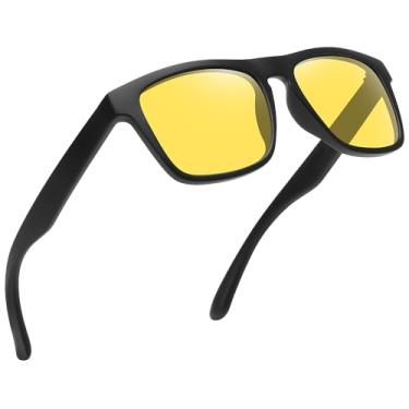 Imagem de MEETSUN Óculos de sol polarizados para homens e mulheres, proteção UV, armação quadrada, esportes, pesca, dirigir, Lente preta/visão noturna, Large