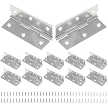 Imagem de Piutouyar Pacote com 12 dobradiças de bumbum mini dobradiças de 7 cm de aço inoxidável 304 pequenas dobradiças de armário dobradiças dobráveis para artesanato com parafusos de montagem para gavetas