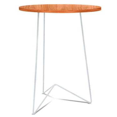 Imagem de Mesa de Canto Lateral Alta Redonda Sala Athenas Tripé - Branca e Jade 