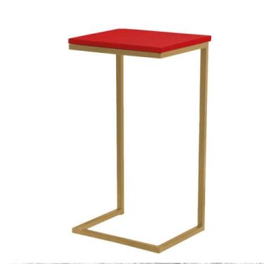 Imagem de Aparador Médio com Base Dourado 70cm x 32cm - Trendy, Corino Vermelho