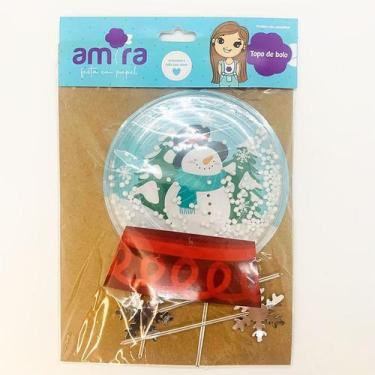 Imagem de Kit Topo de Bolo Globo Boneco de Neve - 18cm  - 3 unidades - Amora - R