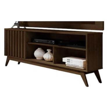 Imagem de Rack malbec wood ripado cedro - Village Móveis