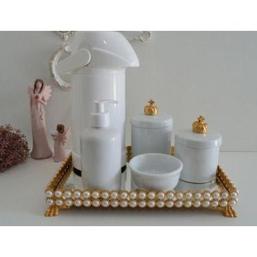 Imagem de Kit Higiene Bebe Porcelana Pote Gel Algodao Cotonete Termica - Ciranda