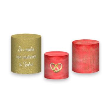 Imagem de Trio De Capa Cilindro - Encontro de Casais Vermelho e Dourado 024 - Vi