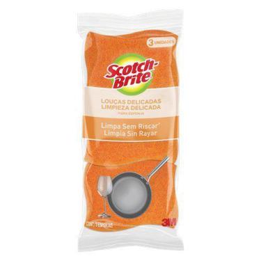 Imagem de Esponja Não Risca Laranja Scotch-Brite com 3Un - scotchbrite