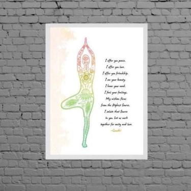 Imagem de Quadro Decorativo Yoga Frase Gandhi 33x24cm - Quadros On-line, Madeira