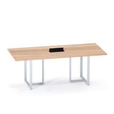 Imagem de Mesa de Reunião Retangular com Power Box Tubular P25 Pandin 2,6 M Noce