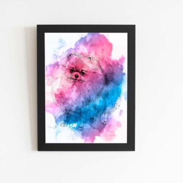 Imagem de Quadro Cachorro Lulu da Pomerânia Moldura Aquarela 20x30cm - PlimShop