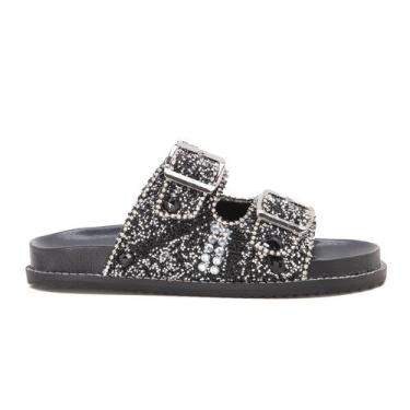 Imagem de Chinelo Casual Feminino Estiloso Luxo Strass - YESME, 35, Preto