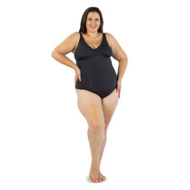 Imagem de Maiô Natação Plus Size com Sustentação Light UV 50+ Preto - Stw Moda, 