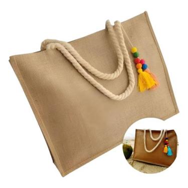 Imagem de Bolsa De Praia Palha Sintética C/ Zíper Forro C/ Alça - Mega Variedade