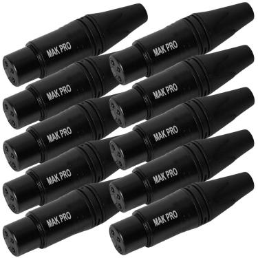 Imagem de Kit C/ 10 Conectores Xlr Fêmea Preto Mak Pro Mk-Xlr-Fec