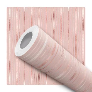 Imagem de Papel De Parede Adesivo Linhas Rose Gold Elegante Sala Quarto 10m - DE