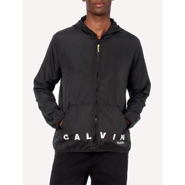 Imagem de Jaqueta Calvin Klein Jeans Masculina Corta Vento Hoodie Logos Preta-Masculino