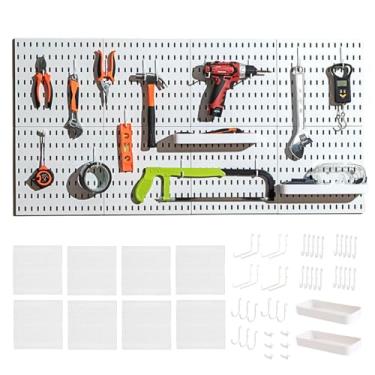 Imagem de Keepo Kit Combinado Pegboard, Pegboards e Acessórios Modular Pendurado para Organizador de Parede, Organização de Artesanato, Exibição de Ornamentos, Armazenamento de Berçário, Placa de Peg (Branco