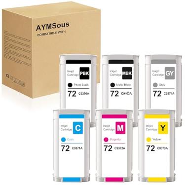 Imagem de AYMSous Cartucho de tinta de substituição compatível para HP 72 C9403A C9370A C9371A C9372A C9373A C9374A para HP Designjet T610 T620 T770 T790 T795 T1100 T1120 T1200 T1100 T1200 T1100 300 toneladas