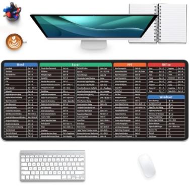 Imagem de Mouse pad grande estendido para jogos com Word Excel Office Software Excel Atalhos PPT Windows, bordas costuradas antiderrapante à prova d'água base de borracha para mesa de escritório (27,5 x 11,20