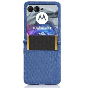 Imagem de Capas Compatível com MOTO Razr 50.Fechamento Magnético Design de pé Leather Flip Case com slots de cartão de carteira.Capas para MOTO Razr 50-Blue