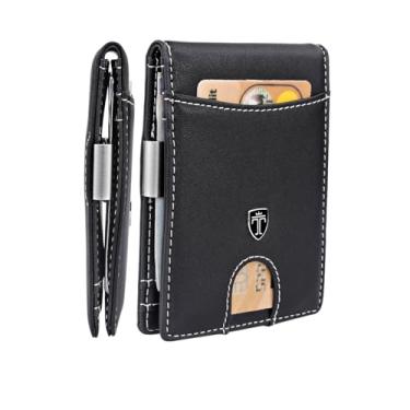 Imagem de Carteira masculina com clipe para dinheiro “RIO” - Carteira fina com bolso frontal e bloqueio de RFID, minimalista, mini caixa de presente dobrável