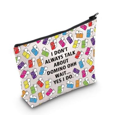 Imagem de JNIAP Presente engraçado de dominó I Don't Always Talk About Domino bolsa de cosméticos casual presente noturno de jogo (sobre bolsa dominó)