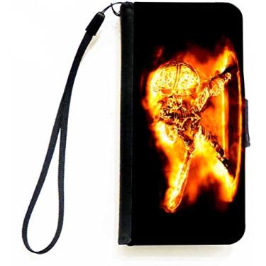 Imagem de Rikki Knight Capa carteira flip de guerreiro esqueleto fogo com aba magnética para Apple iPhone 5c