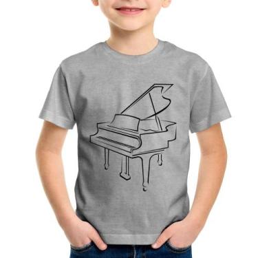 Imagem de Camiseta Infantil Piano - Foca na Moda, Cinza, 4