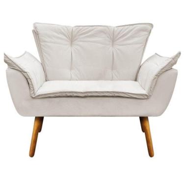 Imagem de Namoradeira Opala material sintético Bege Pés Palito Castanho - DROSSI