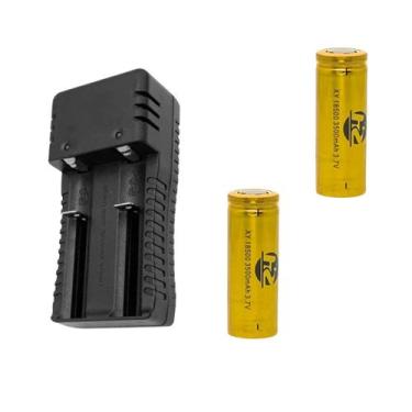 Imagem de Kit 1 Carregador De Bateria Preto Bivolt 18650 E 2 Baterias Qualidade 
