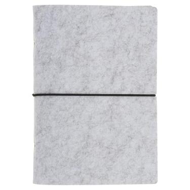 Imagem de PATIKIL A6 fichário para caderno, 6 anéis, capa de fichário de folhas soltas de feltro recarregável, fichário redondo com cordão elástico para fichário de orçamento, acessórios de diário, cinza claro