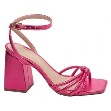 Imagem de Sandália com fivela dourada e salto grosso de 9cm - TORRICELLA, Pink, 