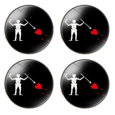 Imagem de HSQCEZ Broche de bandeira de pirata Edward Teach redondo 2,5 cm, distintivo de lapela para chapéu e mochila, 1 inch, Vidro, Vidro