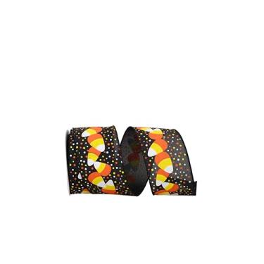 Imagem de Reliant Ribbon Candy Corn And Dots Fita de borda com fio, 5,8 cm x 9,5 m, multicolorida
