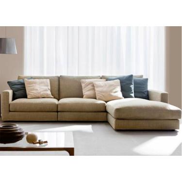 Imagem de Sofá de 3 Lugares Com Chaise, Revestimento Linho Sintético Bege - MOD0