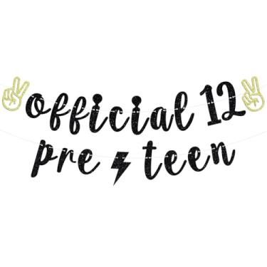 Imagem de Banner oficial de 12 pré-adolescentes, sinal de feliz aniversário de 12 anos, brinde aos 12 anos/nível 12 desbloqueado, decorações engraçadas de pano de fundo de festa de aniversário de 12 anos,