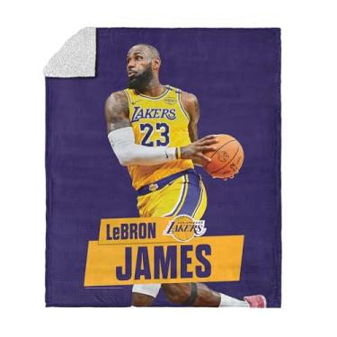 Imagem de Northwest Cobertor NBA Los Angeles Lakers Lebron James Silk Touch sherpa, aconchegante para todas as estações, leve para sofá, roupa de cama para meninos e meninas, 127 x 152 cm