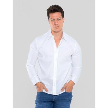 Imagem de Camisa Masculina Manga longa Elegante Algodão Premium Branca- Modda Fa