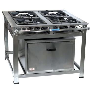 Imagem de Fogão Industrial 4 Bocas Duplas P8 bp em Aço Inox Forno 92L
