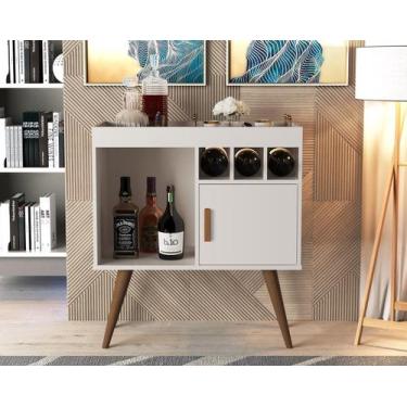 Imagem de  Mini Balcao Buffet Aparador Bar Adega  Cantinho do café 1 Porta  Pés 