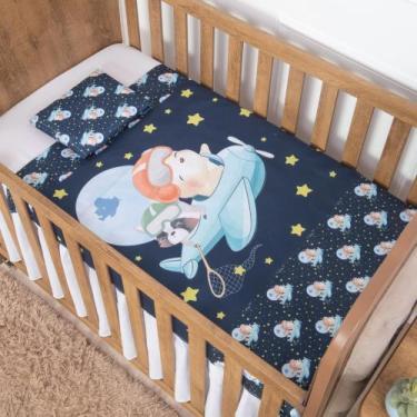 Imagem de Jogo Lençol Para Berço Americano 3 Peças Urso Teddy Aviador - Miguel b