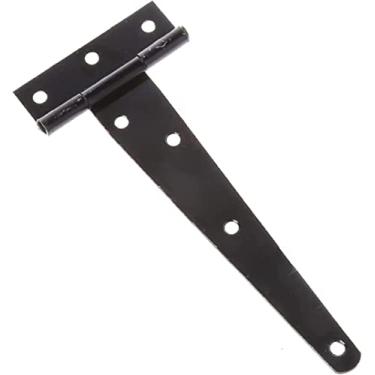 Imagem de BAZAC Dobradiça preta de 1 peça, em forma de T, 6 orifícios para parafusos de fixação para uma fixação mais estável, para portas de madeira de galpão de armário, acessórios de hardware - 6 polegadas