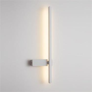 Imagem de Luminária de parede interna linear LED, ajustável, com faixa longa, rotação de 90°, para cabeceira, quarto, sala de estar, estudo, corredor, 3000K (branca, 62 cm)