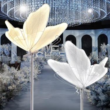Imagem de VoyageEase Luminária De Chão Borboleta De 3 Cores Com Controle Remoto - Iluminação Led Ajustável Para Casamento/Casa, Luminária Decorativa De Dupla Utilização Para Pendurar No Teto E Em Pé, Pacote C